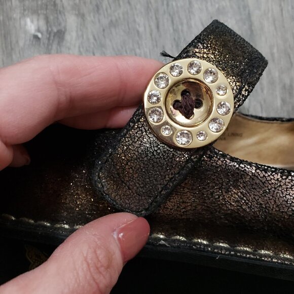 Alegria Paloma Mary Jane Nursing Shoes Sz 38 Black & Gold - Picture 5 of 10